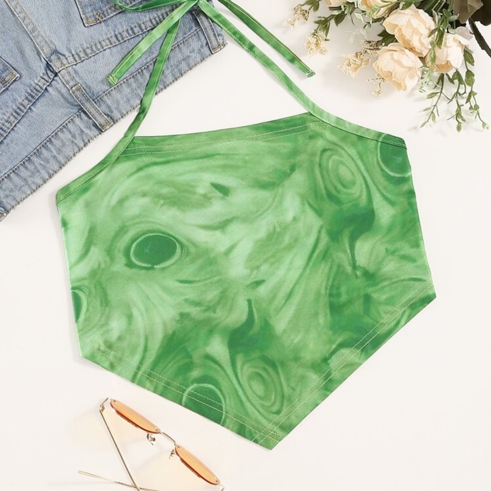 Shein Tie Dye Bandana Crop Halter Top